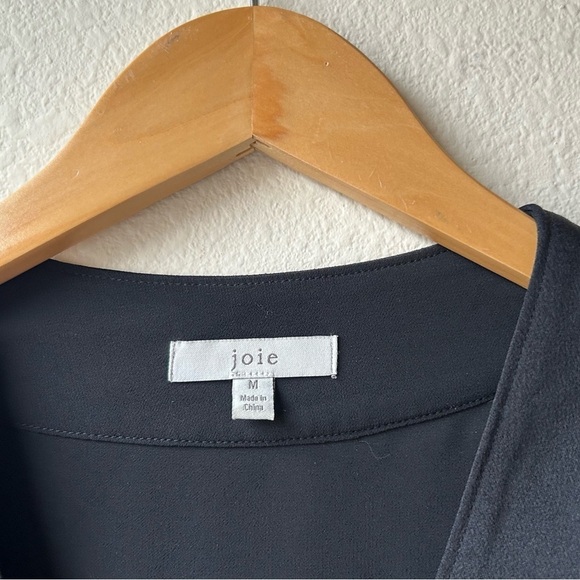 JOIE Monisha Black Shawl Collar Peplum Blouse Sz M - Picture 12 of 14